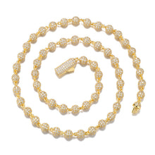 Load image into Gallery viewer, 6mm iced out Ball Chain Moon Bead Necklace