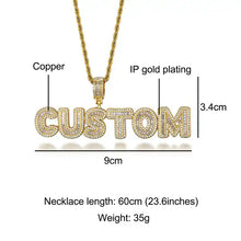 Load image into Gallery viewer, Custom Name Pendant Baguette Necklace (0.6&quot; Letter Height)
