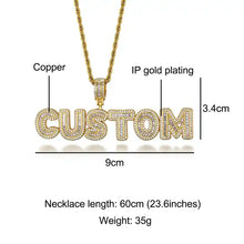 Load image into Gallery viewer, Custom Name Pendant Baguette Necklace (0.6" Letter Height)