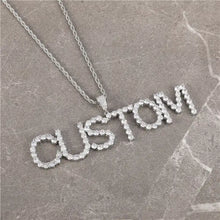 Load image into Gallery viewer, Custom Name Pendant Large Single Row Round Cut CZs (1.25" Letter Height)