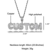 Load image into Gallery viewer, Custom Name Pendant Baguette Necklace (0.6" Letter Height)