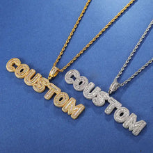 Load image into Gallery viewer, Custom Name Pendant Baguette Necklace (0.6" Letter Height)