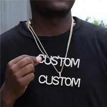 Load image into Gallery viewer, Custom Name Pendant Large Single Row Round Cut CZs (1.25" Letter Height)