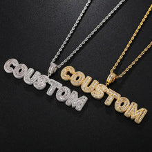 Load image into Gallery viewer, Custom Name Pendant Baguette Necklace (0.6" Letter Height)