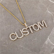 Load image into Gallery viewer, Custom Name Pendant Large Single Row Round Cut CZs (1.25" Letter Height)