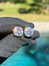 Load image into Gallery viewer, Popular Mens Earrings Solid 925 Sterling Silver Solitaire Stud Earrings Round Cut 5A CZ Gemstones 14k Gold plated