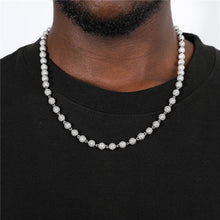Load image into Gallery viewer, 6mm iced out Ball Chain Moon Bead Necklace