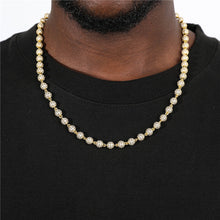 Load image into Gallery viewer, 6mm iced out Ball Chain Moon Bead Necklace