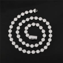 Load image into Gallery viewer, 6mm iced out Ball Chain Moon Bead Necklace
