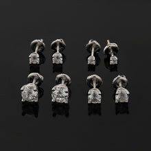 Load image into Gallery viewer, .5 Ct (4mm) Round Cut Solitaire Stud Earrings 925 Sterling Silver .25ct ea