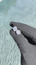 Load and play video in Gallery viewer, 10mm (4 Ct ea.) Round Cut Solitaire Stud Earrings Premium Quality