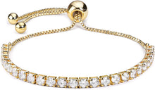 Load image into Gallery viewer, Tennis Bracelet 18k Gold plated Adjustable Length 3mm