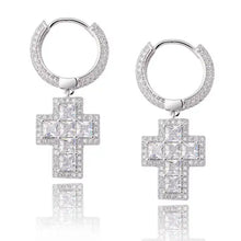 Load image into Gallery viewer, Cross Hoop Earrings Small - Dangle / Drop Earrings
