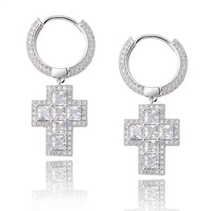 Cross Hoop Earrings Small - Dangle / Drop Earrings