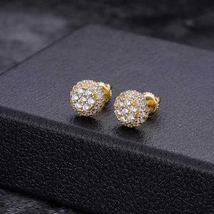 Full Pave Earrings Flower Set Center Stones Round Cut.