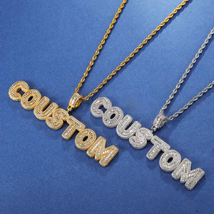 Custom Name Pendant Baguette Necklace (0.6" Letter Height)