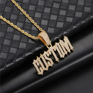 Custom Name Pendant Trap Font Iced Out CZ Stones