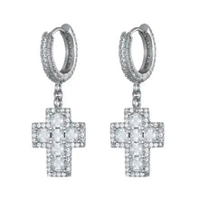 Load image into Gallery viewer, Cross Hoop Earrings Small - Dangle / Drop Earrings
