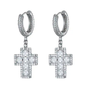 Cross Hoop Earrings Small - Dangle / Drop Earrings
