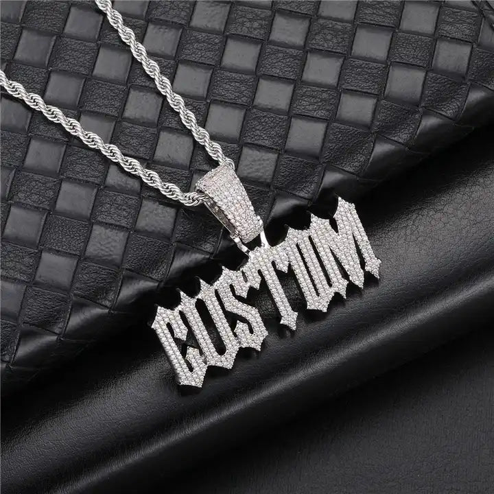 Custom Name Pendant Trap Font Iced Out CZ Stones