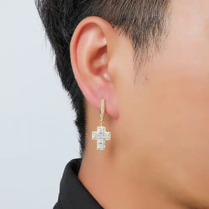 Cross Hoop Earrings Small - Dangle / Drop Earrings