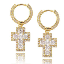 Load image into Gallery viewer, Cross Hoop Earrings Small - Dangle / Drop Earrings
