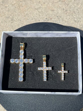 Load image into Gallery viewer, 3mm Cross Pendant Iced out
