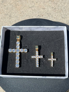 3mm Cross Pendant Iced out