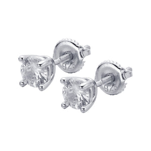 1 Ct (5mm) Round Cut Stud Earrings 925 Sterling Silver Solitaires .5 Ct ea