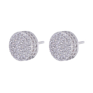 11mm Round Pave Set Stud Earrings