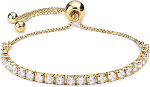 Adjustable Length Tennis Bracelet 18k Gold plated