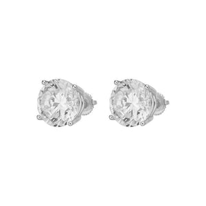 4 Ct (8mm) Premium Quality Earrings Solid 925 Sterling Silver 2 Ct ea Round Cut Solitaire Studs