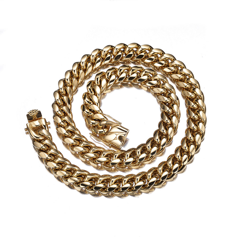10mm Cuban link Necklace 18k Gold plated