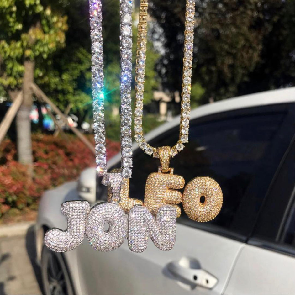 Iced Out Vvs Bubble Letter Iced Out Custom Pendant Jewelry Iced