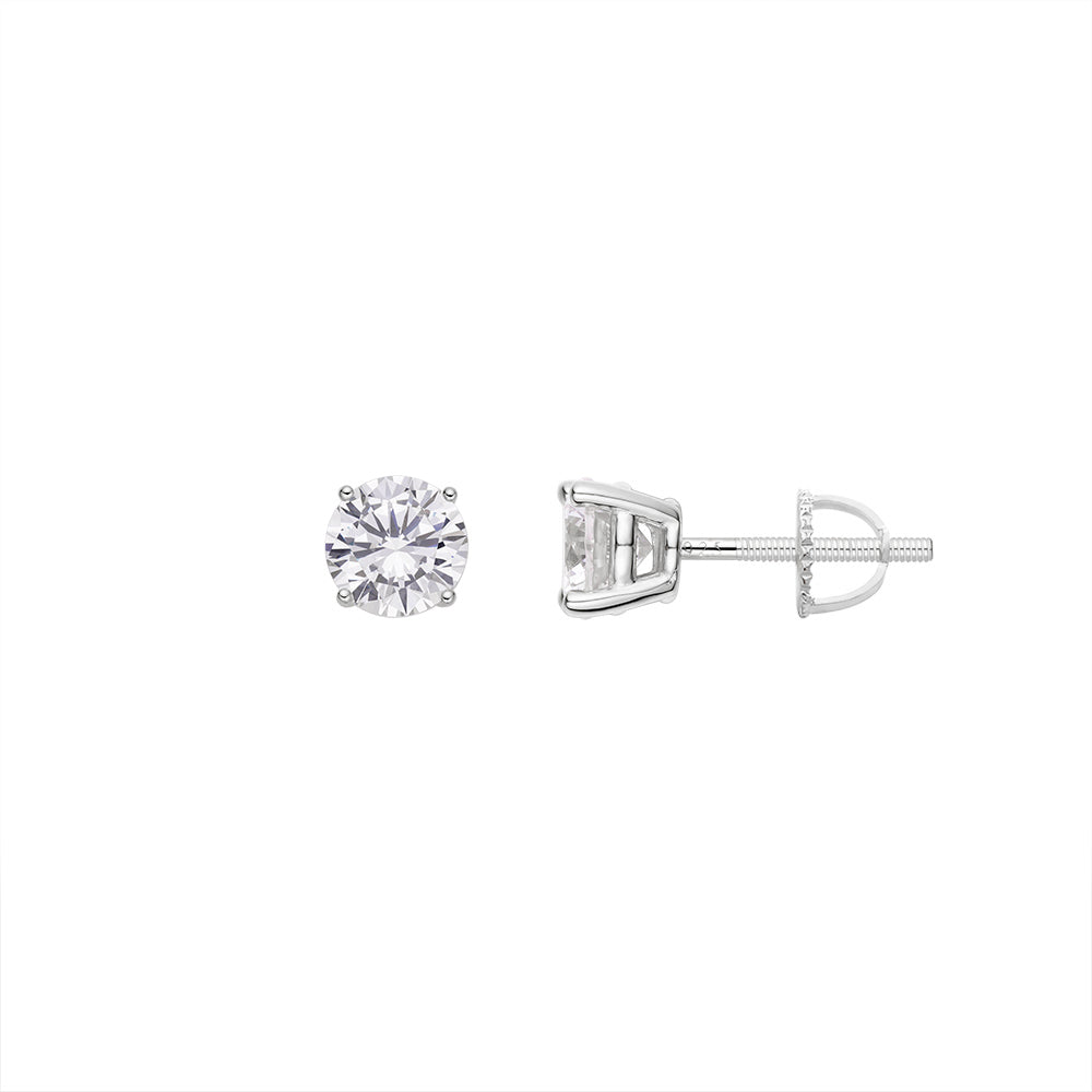 .5 Ct (4mm) Round Cut Solitaire Stud Earrings 925 Sterling Silver .25ct ea
