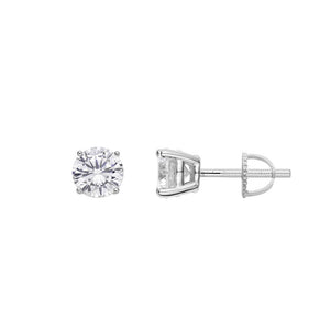 1 Ct (5mm) Round Cut Stud Earrings 925 Sterling Silver Solitaires .5 Ct ea