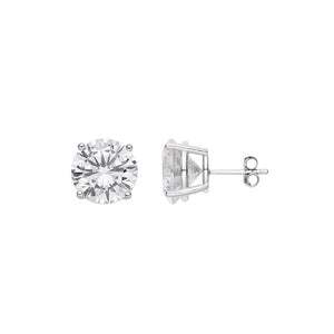 4 Ct (8mm) Premium Quality Earrings Solid 925 Sterling Silver 2 Ct ea Round Cut Solitaire Studs