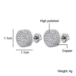 11mm Round Pave Set Stud Earrings