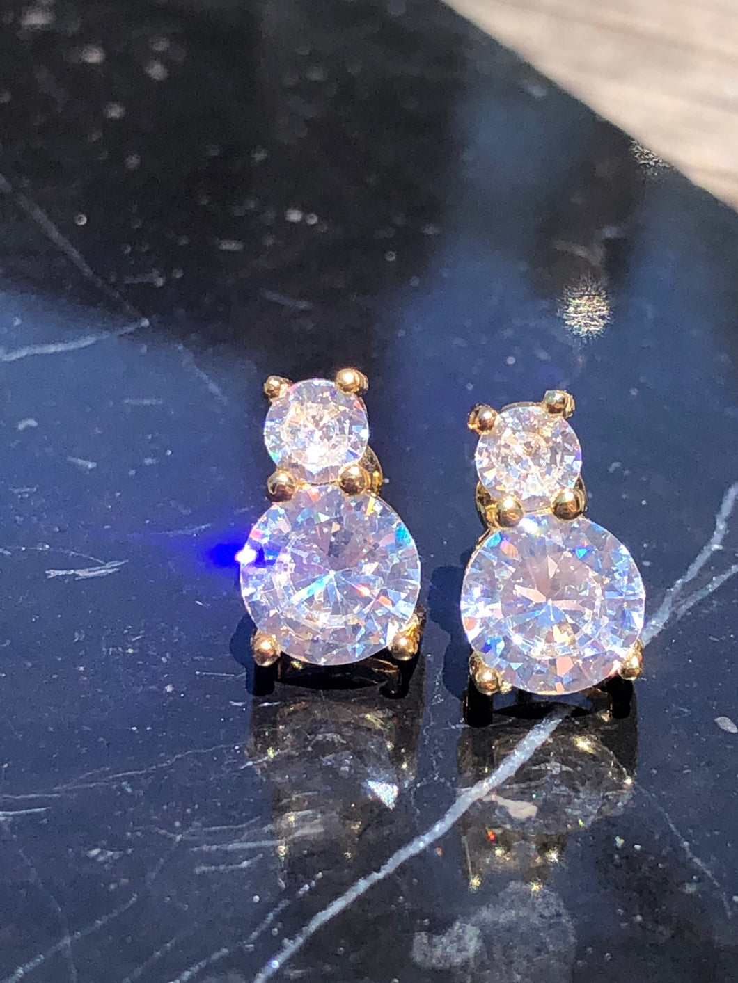 Double Solitaire Stud Earrings