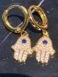 18k Gold Plated Hamsa Hand Earrings