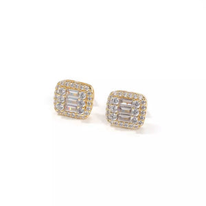 Baguette and Round Cut Stud Earrings